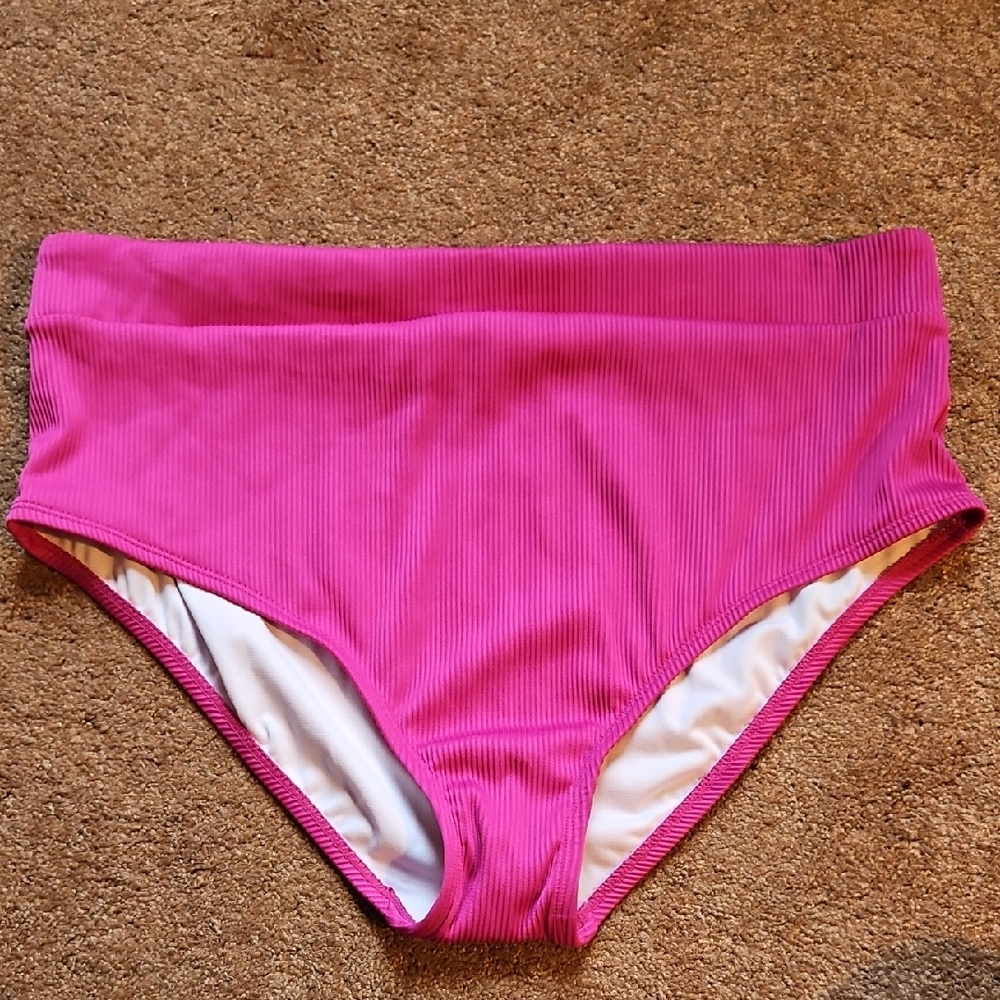 Freshwater Womens Pink Banded High Leg Hipster Swim Bottoms Size 2XL